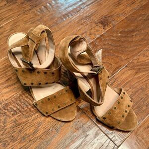 MADEWELL Two-Strap Block Heel Suede Sandals, Size 7.5